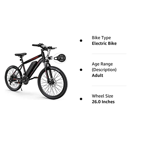 TotGuard Electric Bike, Electric Bike for Adults 26'' Ebike with 350W Motor