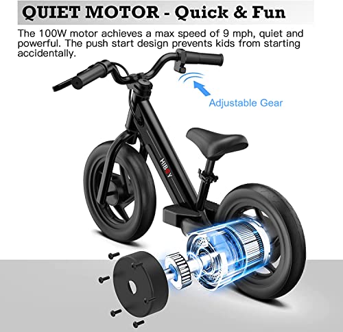 Hiboy BK1 Electric Bike for Kids Ages 3-5 Years Old, 24V 100W Electric Balance Bike with 12 inch Inflatable Tire