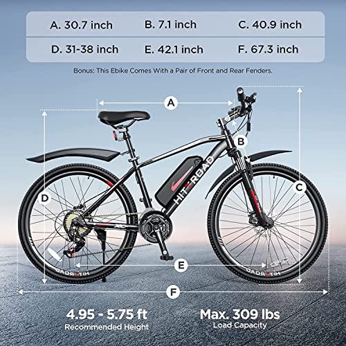 HITTROAD Electric Bike, 350W Powerful Motor with 13AH Removable Battery