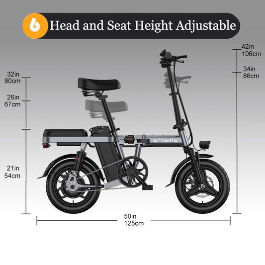 ENGWE T14 Folding Electric Bikes for Adults Teens 350W 19.2MPH 14" Fat Tire Mini Ebike