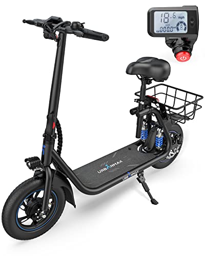 URBANMAX C1 Pro Electric Scooter with Seat, Adult Electric Scooters with Dual Shock Absorbers