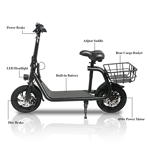 SEHOMY Electric Scooter with Seat for Adults, Portable Scooters Adults 15.5MPH Lightweight
