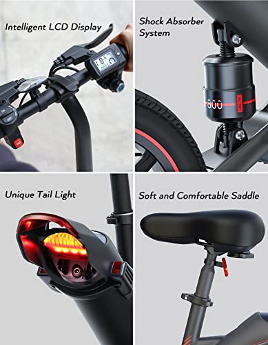 Sailnovo Electric Bicycle, 14'' Electric Bike for Adults and Teenagers with 18.6MPH 45Miles Waterproof Folding Electric Bike