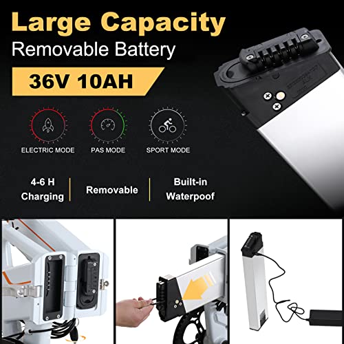 Yovital Folding Electric Bike, 20" Electric Bikes for Adults with Removable Battery