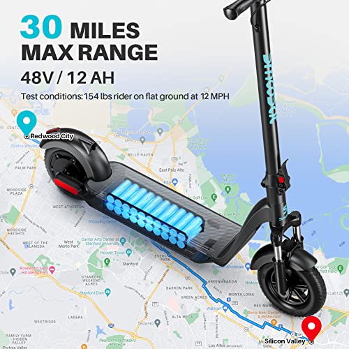 SmooSat MAX Folding Commuter Scooter for Adults, Electric, 500W Brushless Motor, Front Suspension