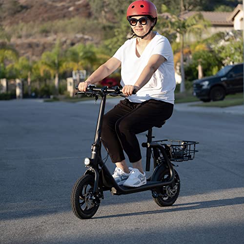 SEHOMY Electric Scooter with Seat for Adults, Portable Scooters Adults 15.5MPH Lightweight