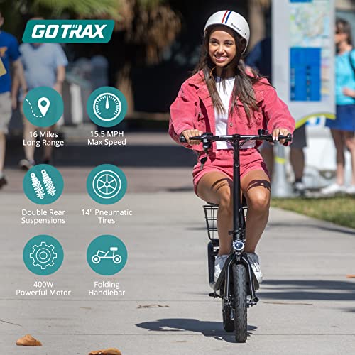 Gotrax FLEX Electric Scooter with Seat for Adult Commuter,16 Miles Range&15.5Mph Power by 400W Motor