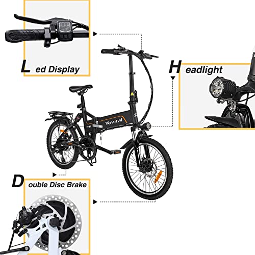 Yovital Folding Electric Bike, 20" Electric Bikes for Adults with Removable Battery