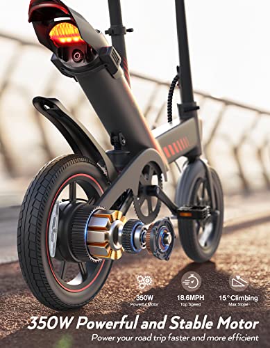 Sailnovo Electric Bicycle, 14'' Electric Bike for Adults and Teenagers with 18.6MPH 45Miles Waterproof Folding Electric Bike