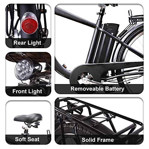 NAKTO Electric Bike Adult Electric Bicycles 26" 250W Electric Bicycle with 36V10.4AH Lithium Battery