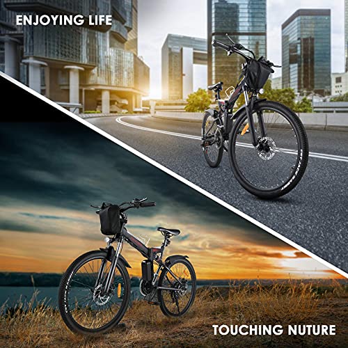 GELEISEN Electric Bike for Adults, Folding Electric Mountain Bike 26