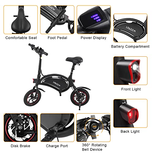 LEADZM Electric Bike for Adults, 12" EBike for Adults Electric Bicycle w/36V 6AH Battery