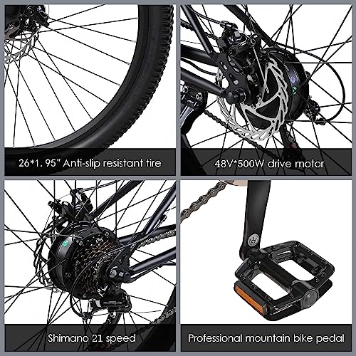 GELEISEN Electric Bike for Adults, Folding Electric Mountain Bike 26