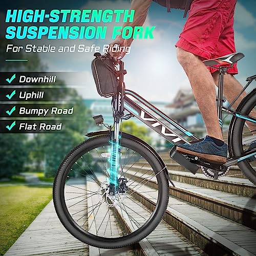 Vivi Electric Bike 500W, 26" Ebike for Adults,Electric Bike Step Through with Removable 48V Lithium Battery